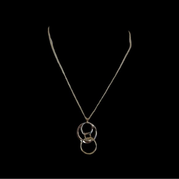 Chic Dual-Tone Necklace with Interlocking Rings - Picture 1 of 1